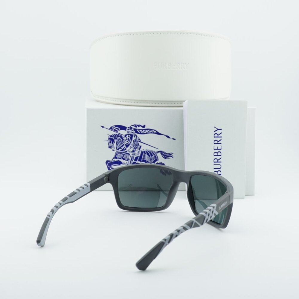 Burberry BE4483 423355 Sunglasses Grey Rectangle Frame, Blue Mirror Lenses - Picture 8 of 8